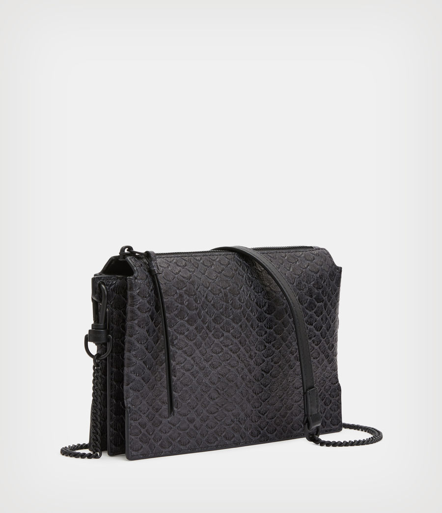 Womens Fletcher Snake Effect Leather Crossbody Bag (black_python) - Image 4