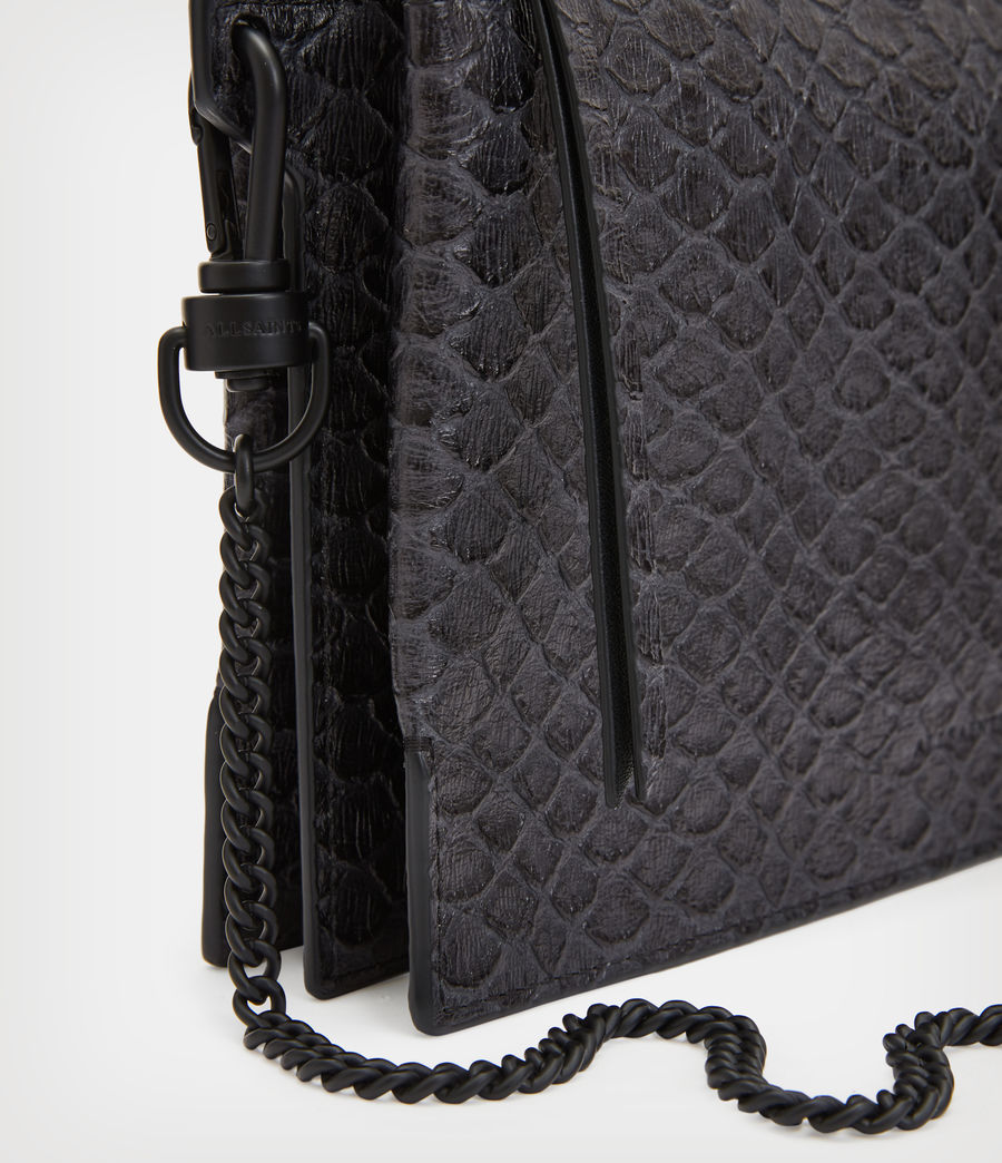 Womens Fletcher Snake Effect Leather Crossbody Bag (black_python) - Image 6