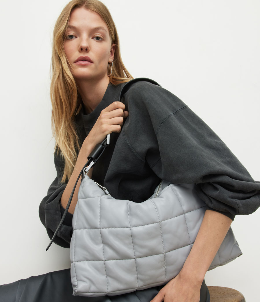 Women's Edbury Leather Quilted Shoulder Bag (cement_grey) - Image 2