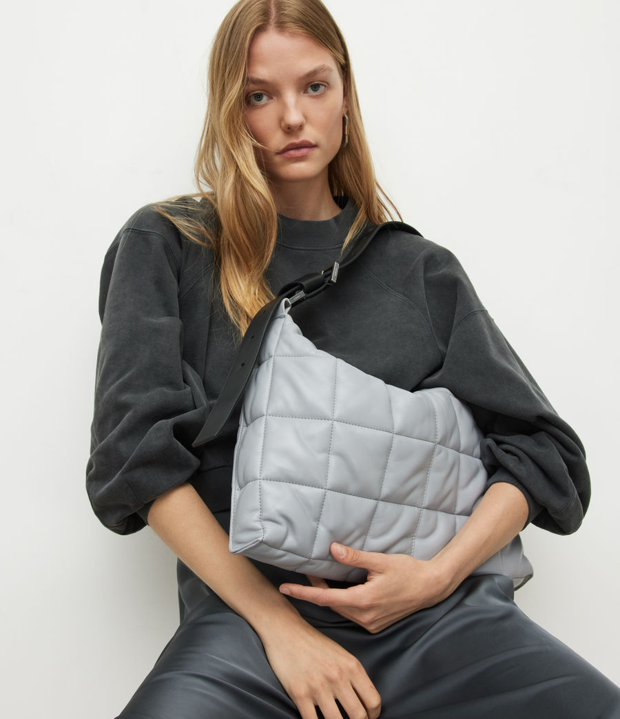 Women's Edbury Leather Quilted Shoulder Bag (cement_grey) - Image 4