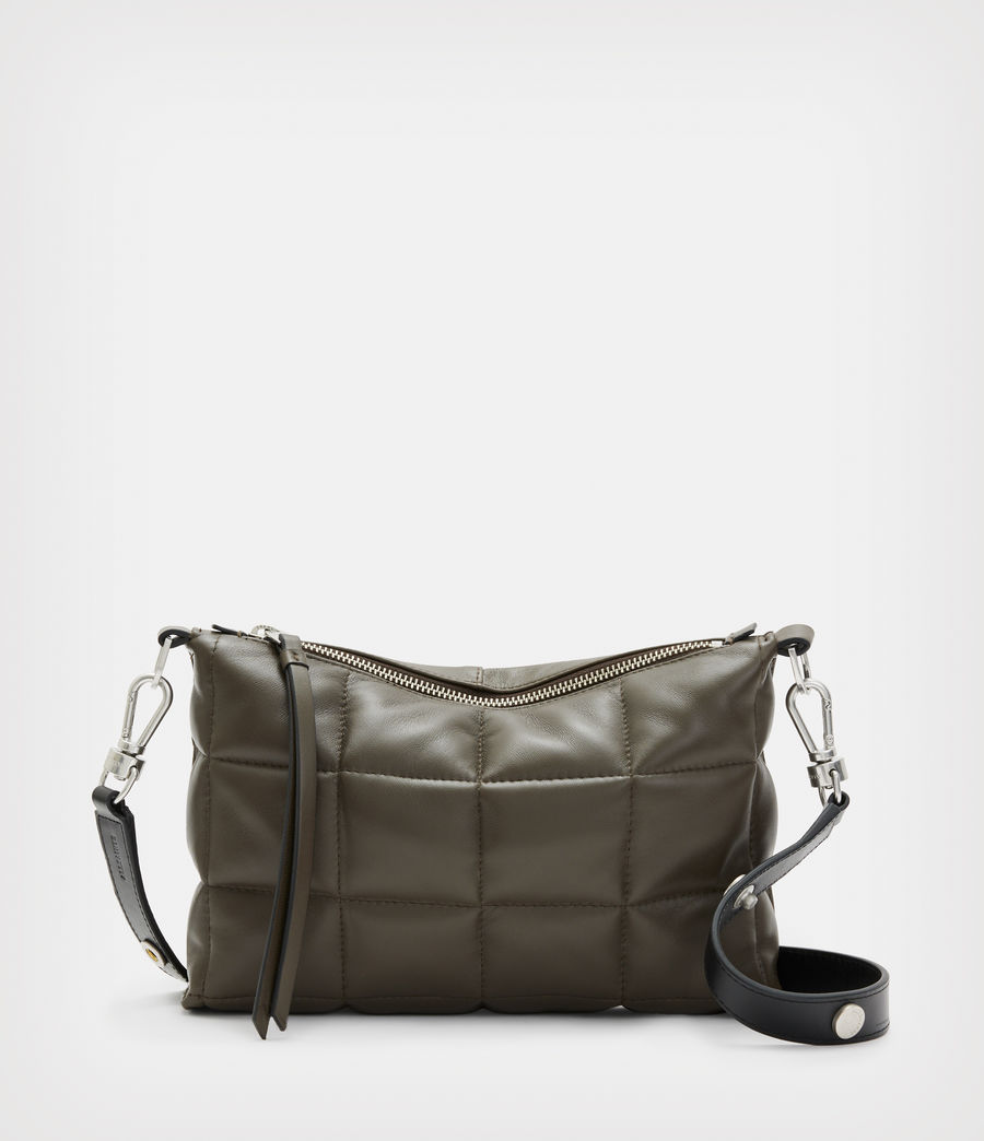 Women's Eve Leather Quilted Crossbody Bag (olive) - Image 1