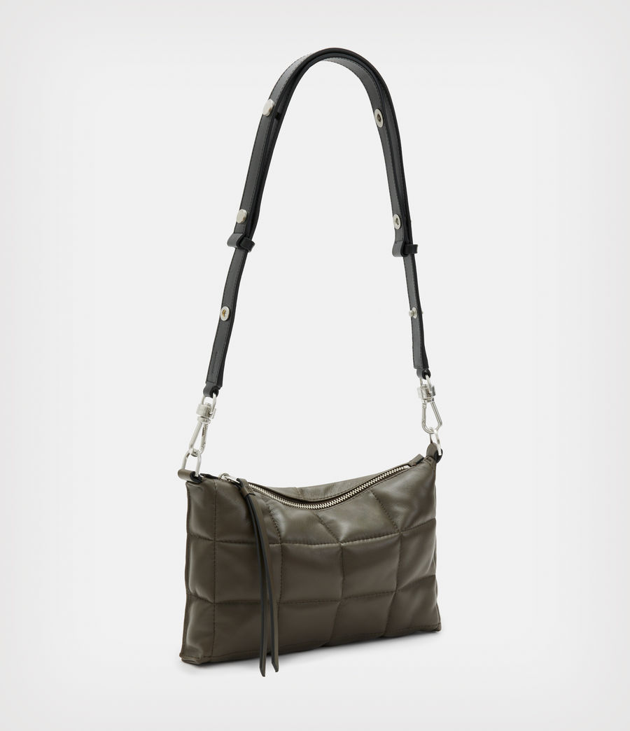 Women's Eve Leather Quilted Crossbody Bag (olive) - Image 4