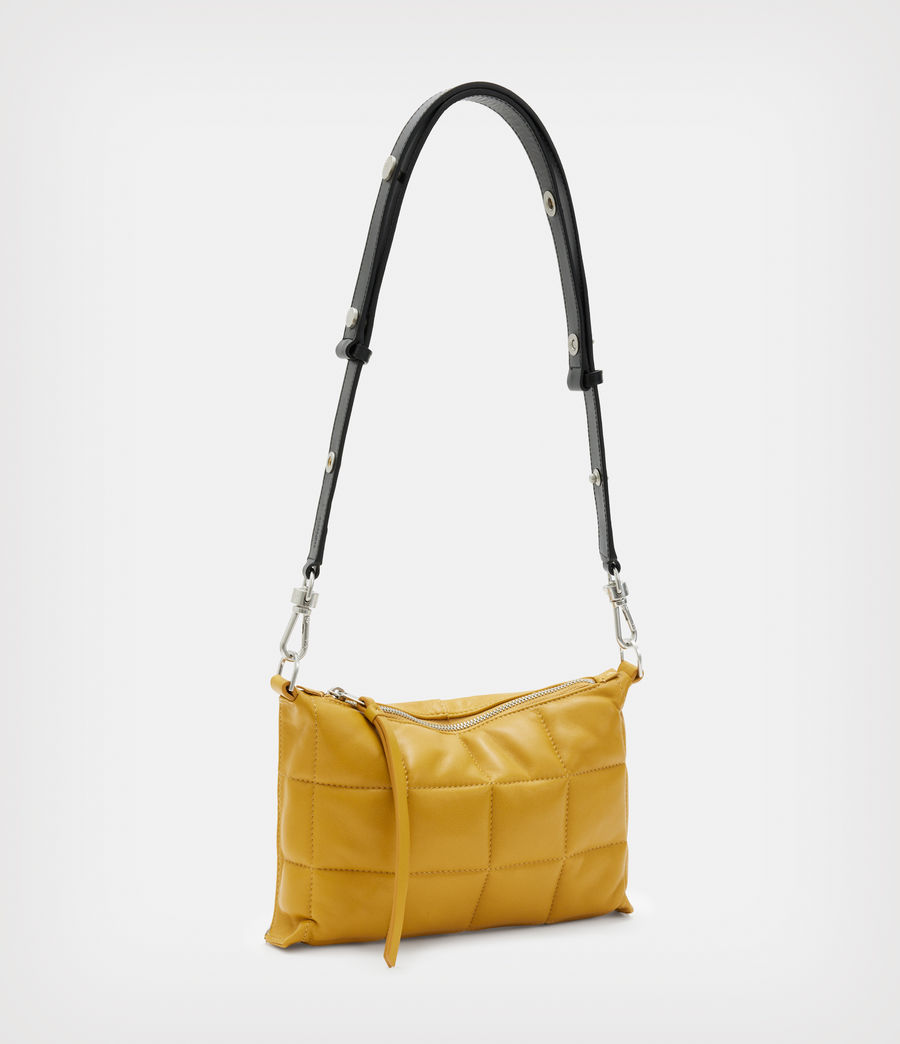 Women's Eve Leather Quilted Crossbody Bag (mustard) - Image 4