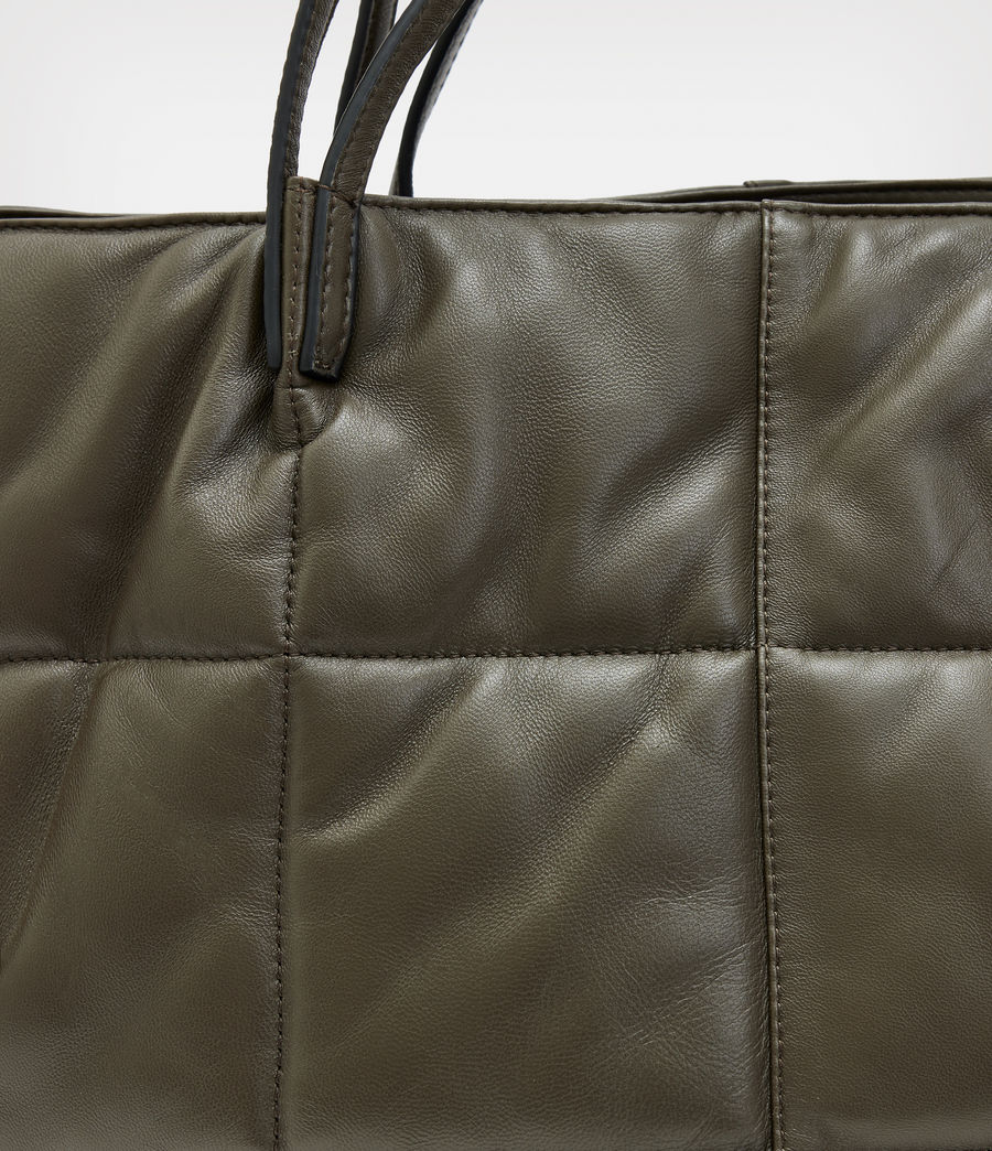 Women's Nadaline Leather Quilted Tote Bag (olive) - Image 8