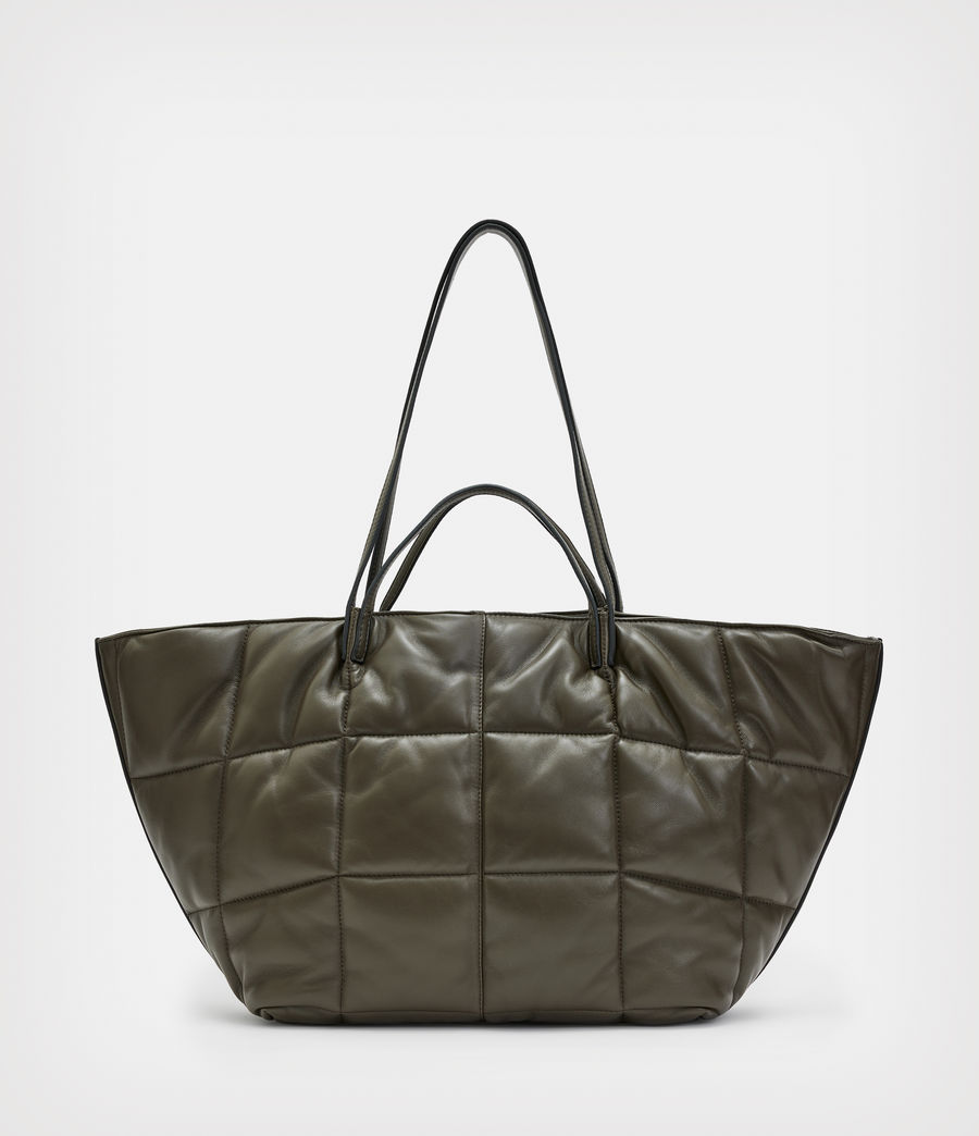 Women's Nadaline Leather Quilted Tote Bag (olive) - Image 9