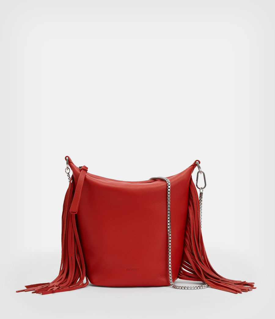 Womens Evaline Fringe Leather Crossbody Bag (gala_red) - Image 2