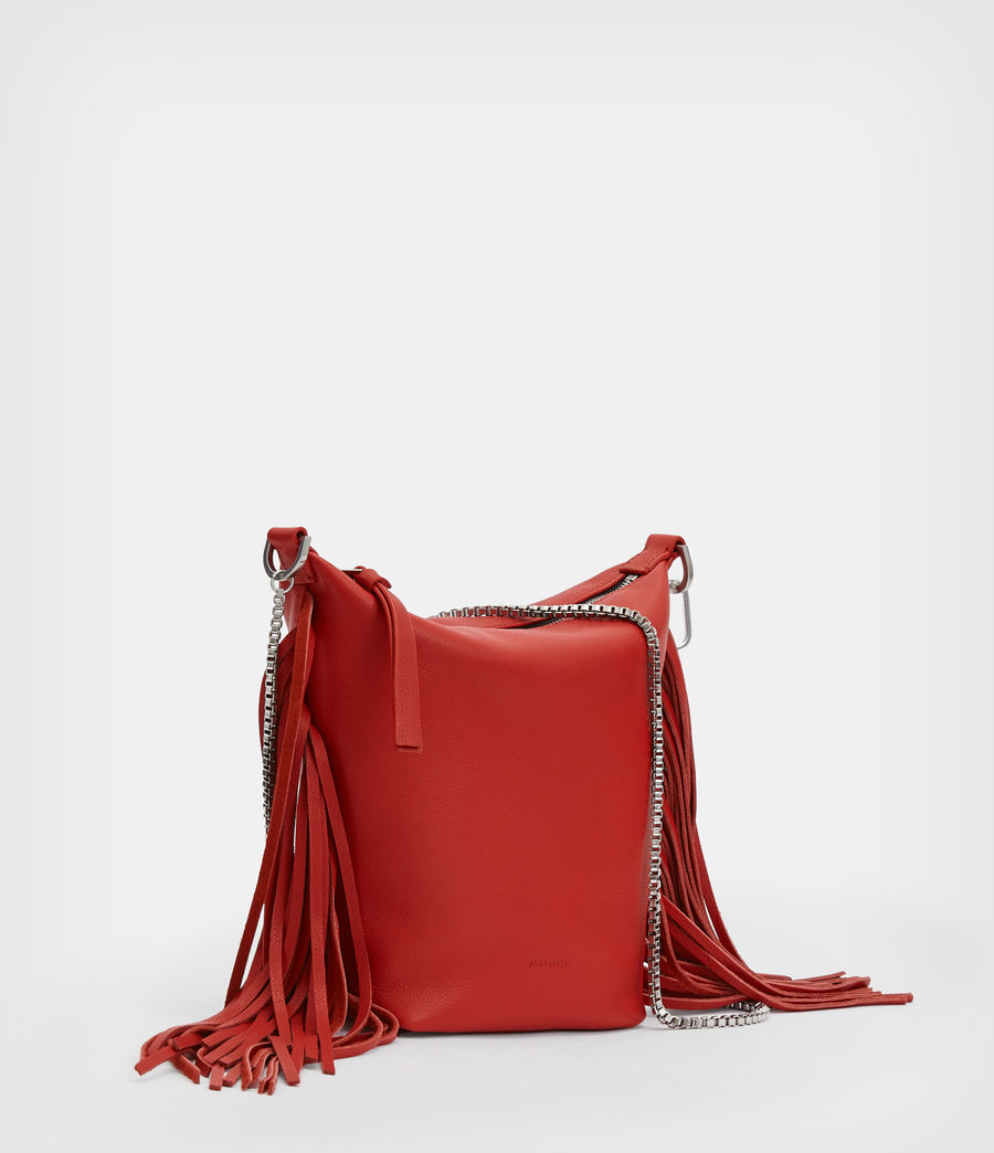Women's Evaline Fringe Leather Crossbody Bag (gala_red) - Image 5