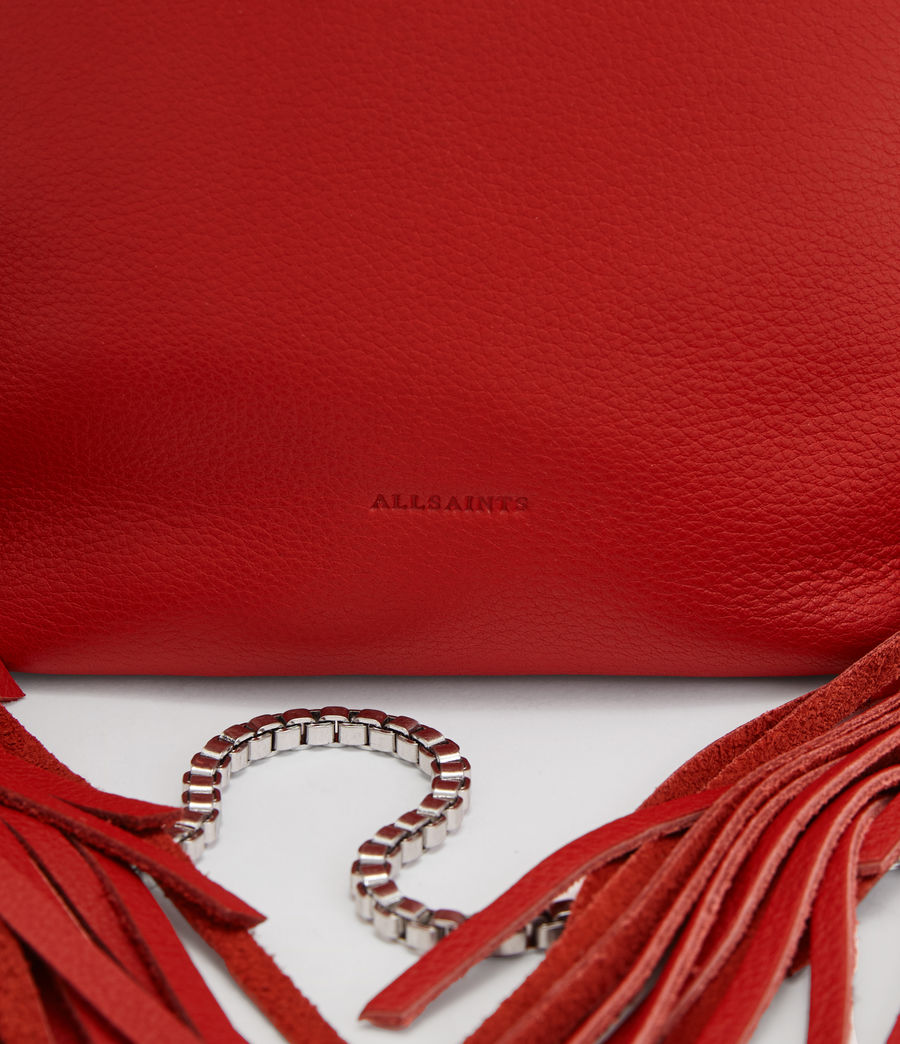 Women's Evaline Fringe Leather Crossbody Bag (gala_red) - Image 8
