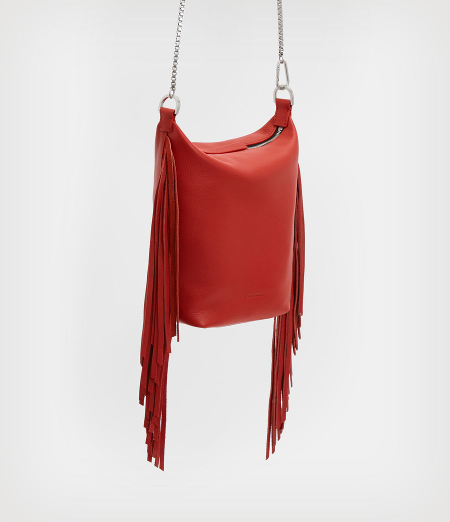Womens Evaline Fringe Leather Crossbody Bag (gala_red) - Image 9