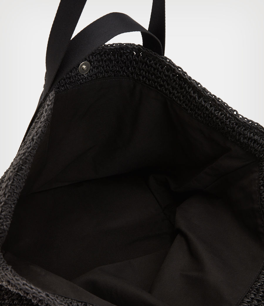 Womens Jacqueline Straw Tote Bag (black) - Image 3
