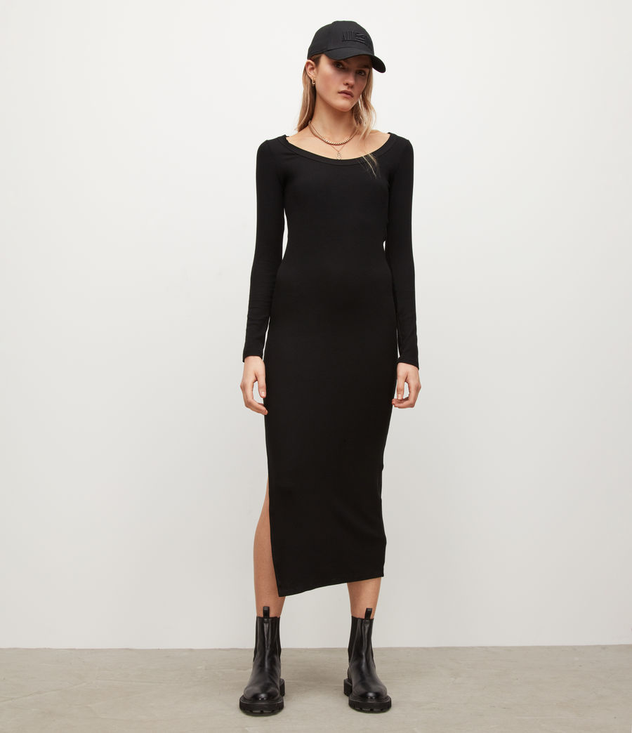 Women's Rina Long Sleeve Maxi Dress (black) - Image 4