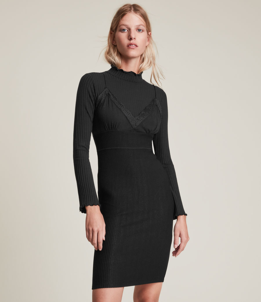 Women's Sara Layered Mini Dress (black) - Image 1