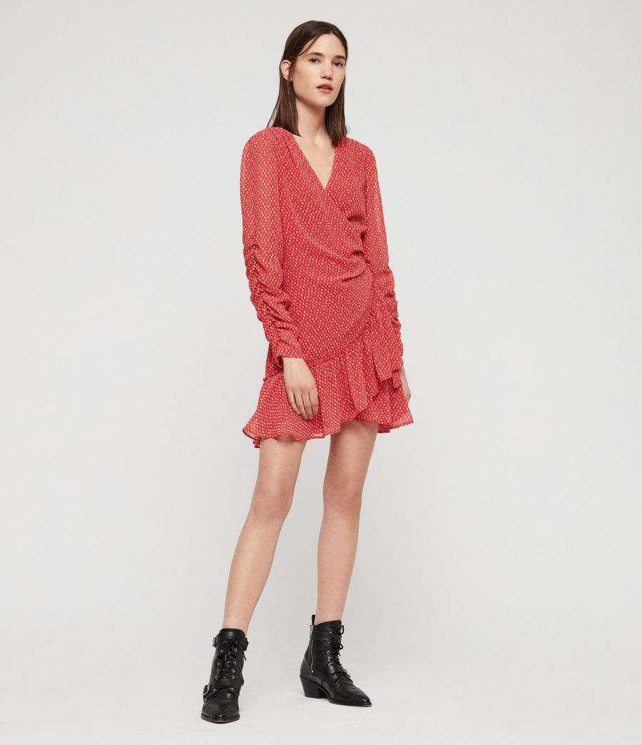 ALLSAINTS US: Womens Flores Hearts Dress (red)