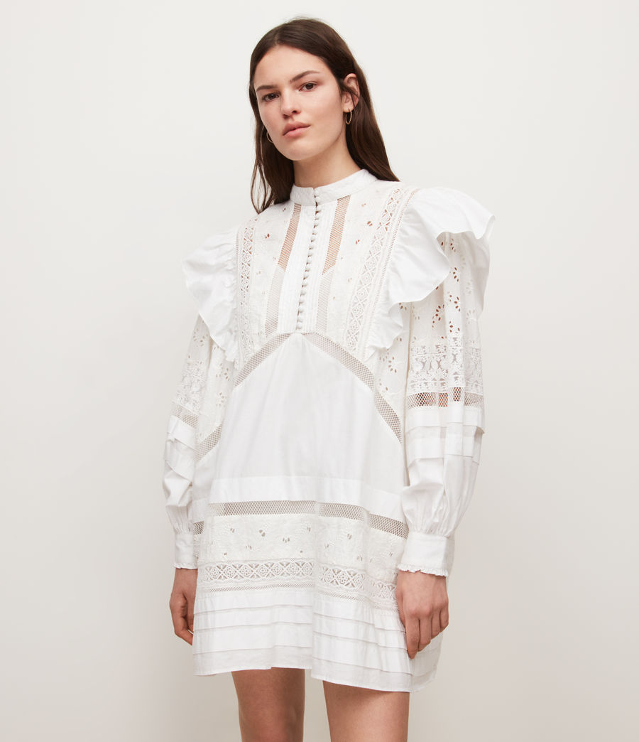 Womens Prim Broderie Mini Dress (chalk_white) - Image 1