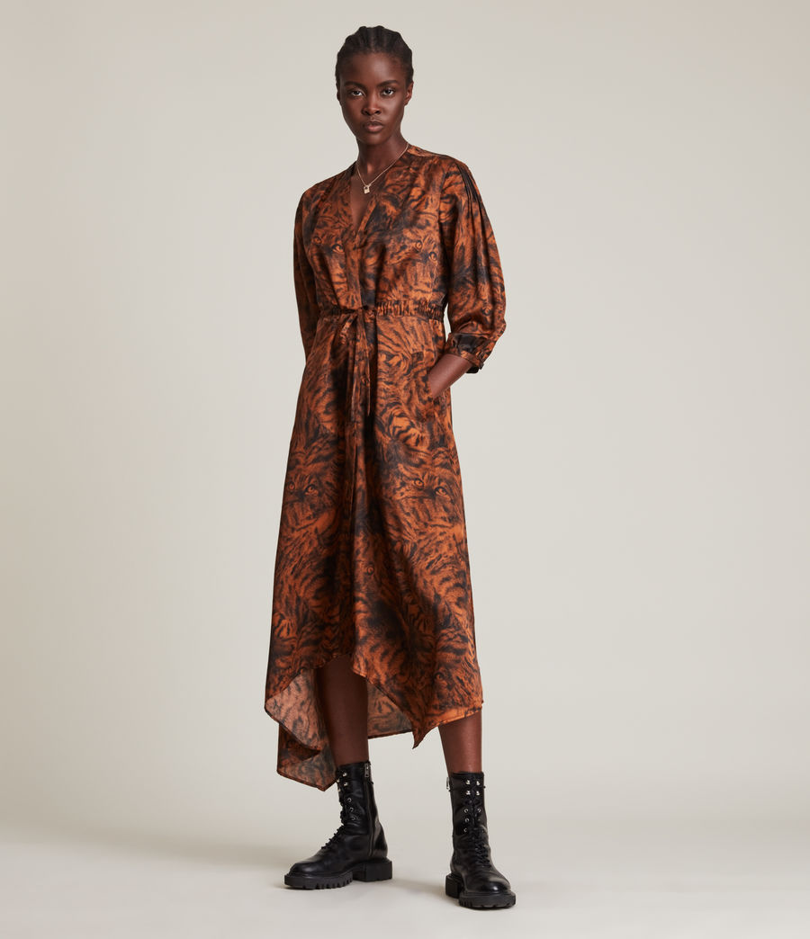 Women's Yuni Grizedale Silk Blend Maxi Dress (copper_brown) - Image 1