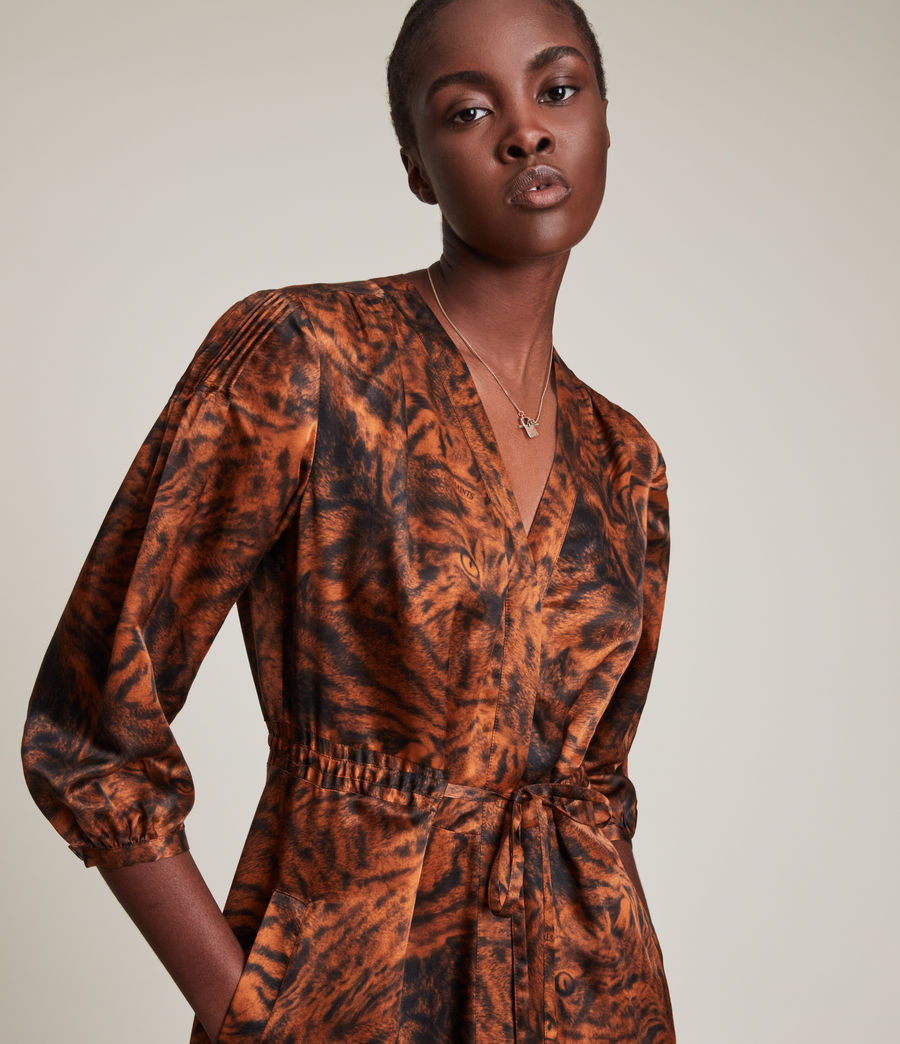 Women's Yuni Grizedale Silk Blend Maxi Dress (copper_brown) - Image 2