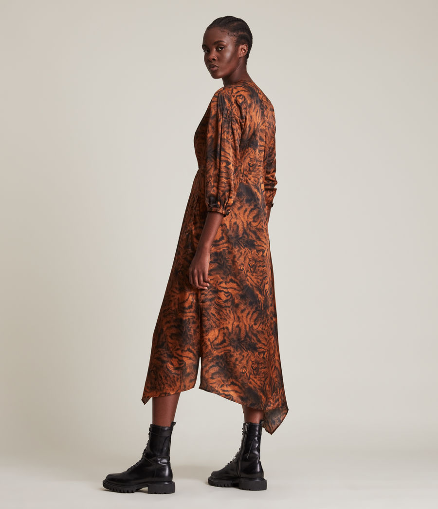 Women's Yuni Grizedale Silk Blend Maxi Dress (copper_brown) - Image 4