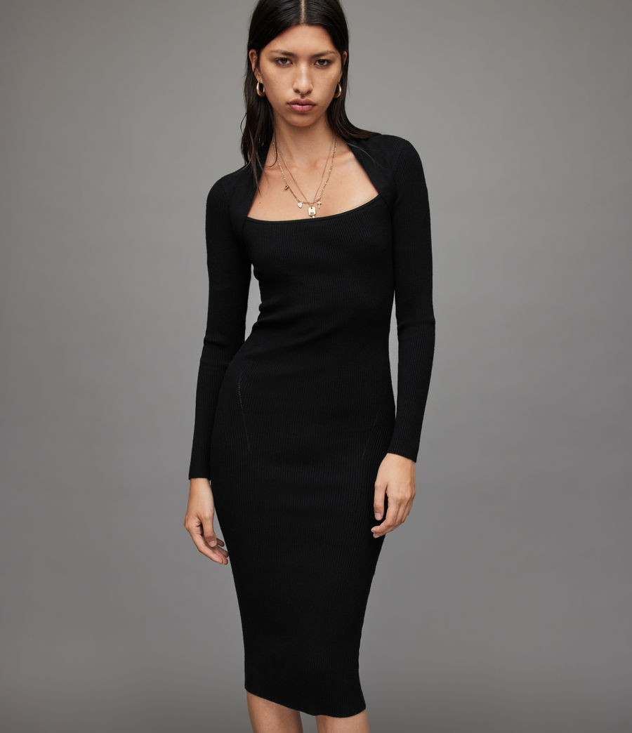Womens Rea Ribbed Midi Dress (black) - Image 1