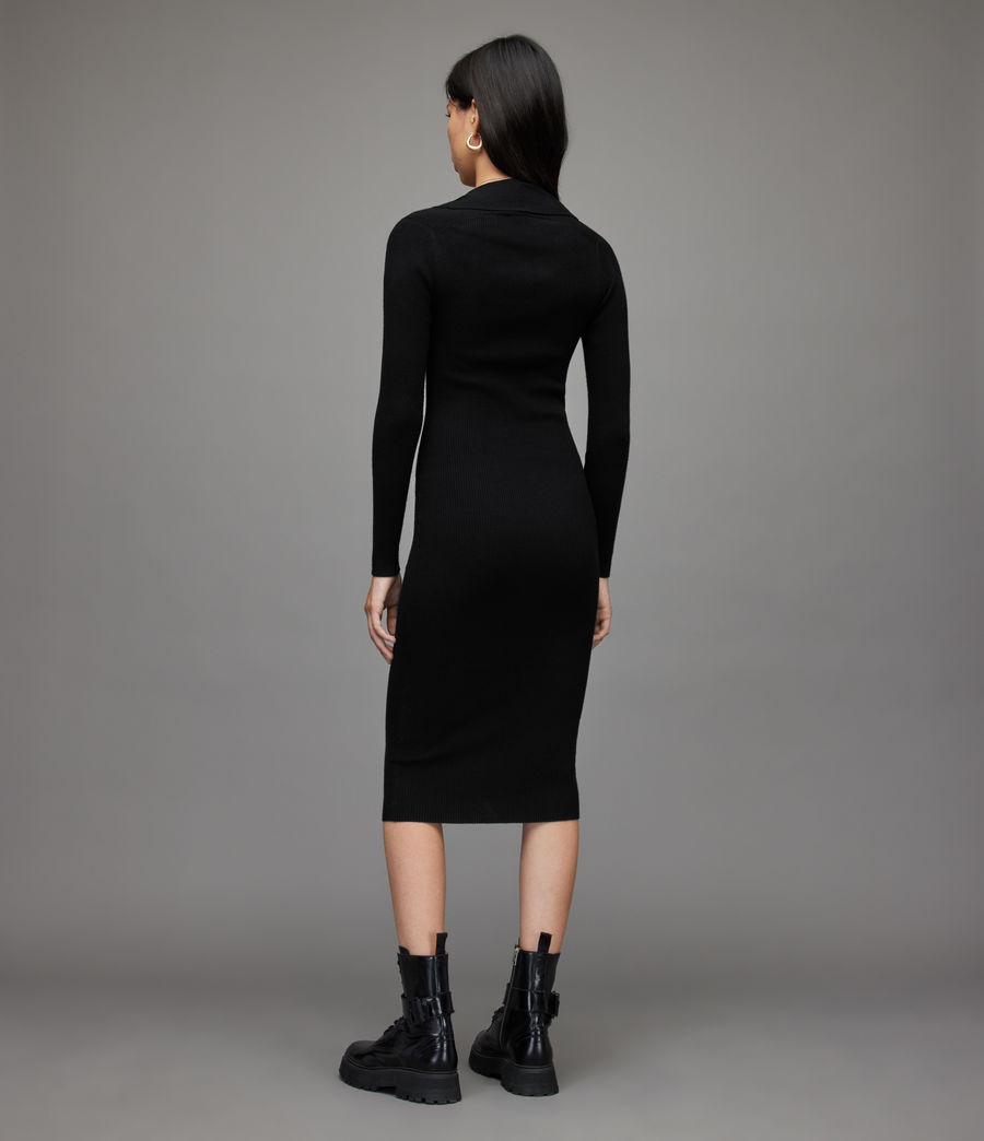 Womens Rea Ribbed Midi Dress (black) - Image 5