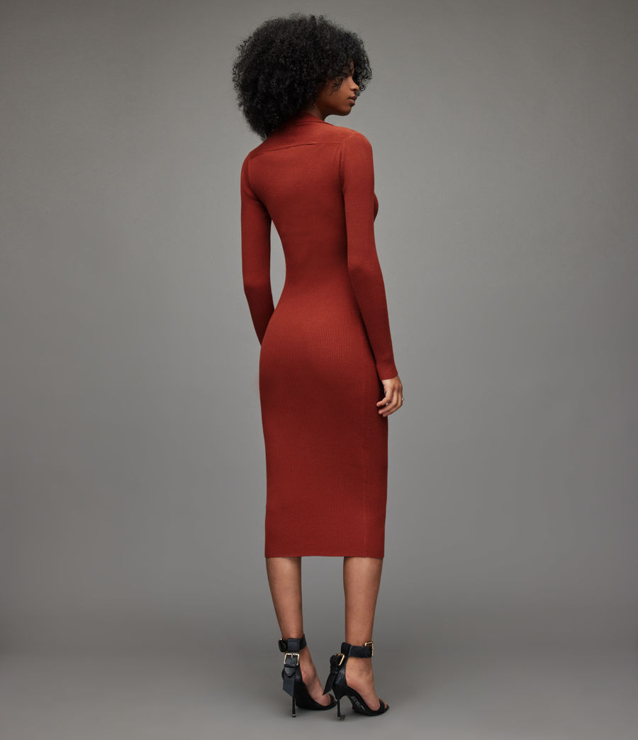 Women's Rea Ribbed Midi Dress (garnet_red) - Image 4