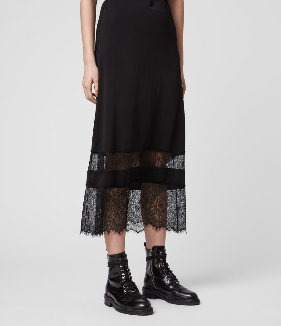 Allsaints Uk Womens Fran 2 In 1 Lace Dress Black