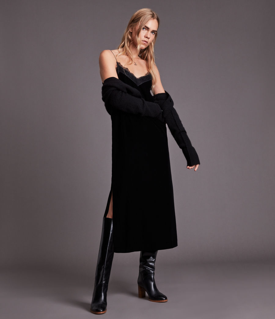 Womens Noa Velvet Dress (black) - Image 1