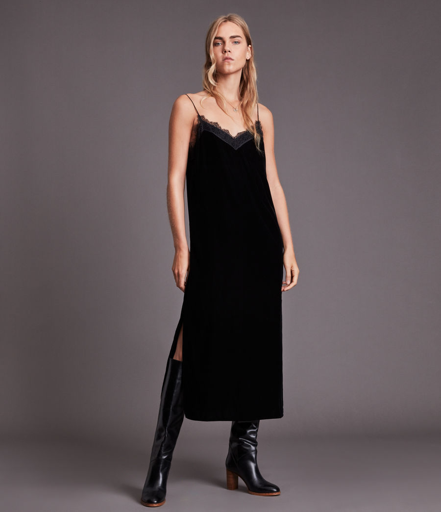 Womens Noa Velvet Dress (black) - Image 5