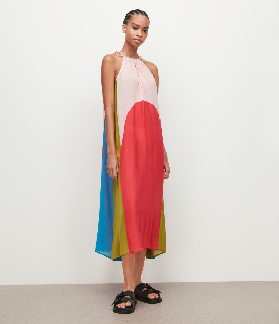 Womens Aida Color Blocked Maxi Dress (red_pink_multi) - Image 1
