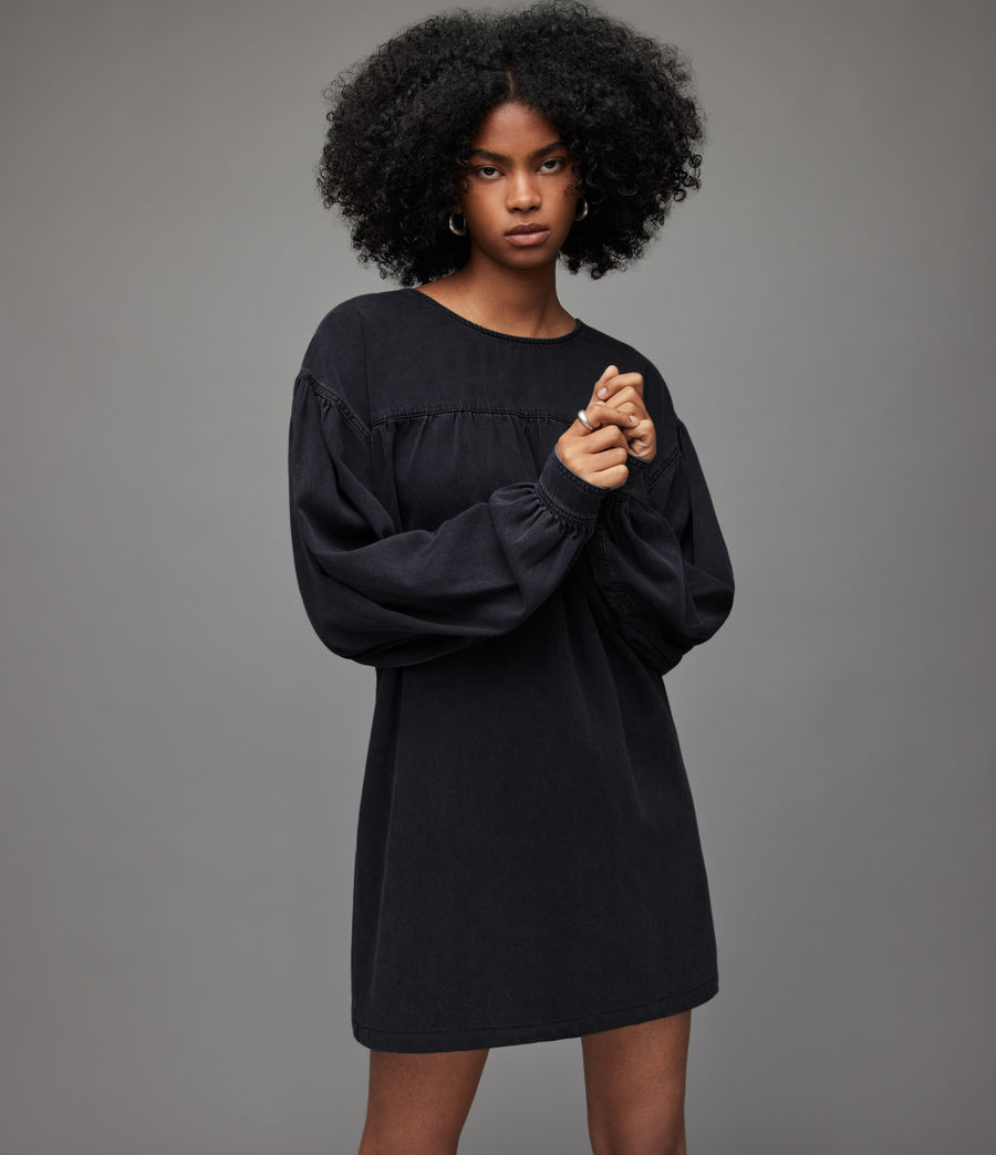 Femmes Robe Mini en Jean Harlow (washed_black) - Image 4