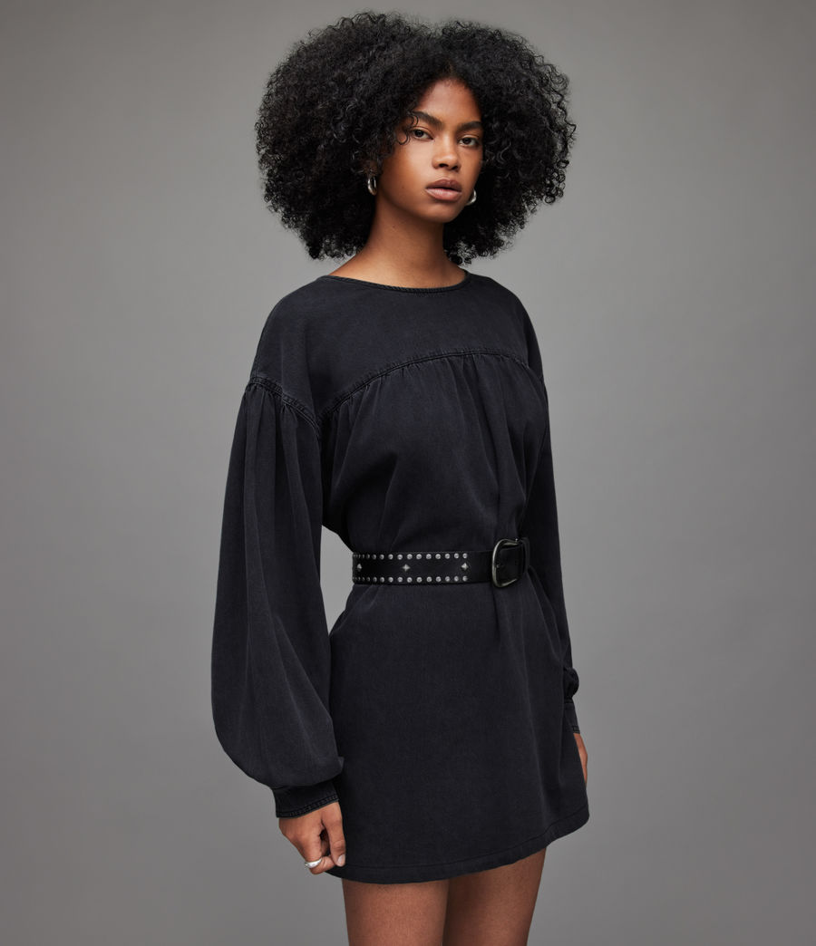Women's Harlow Denim Mini Dress (washed_black) - Image 6
