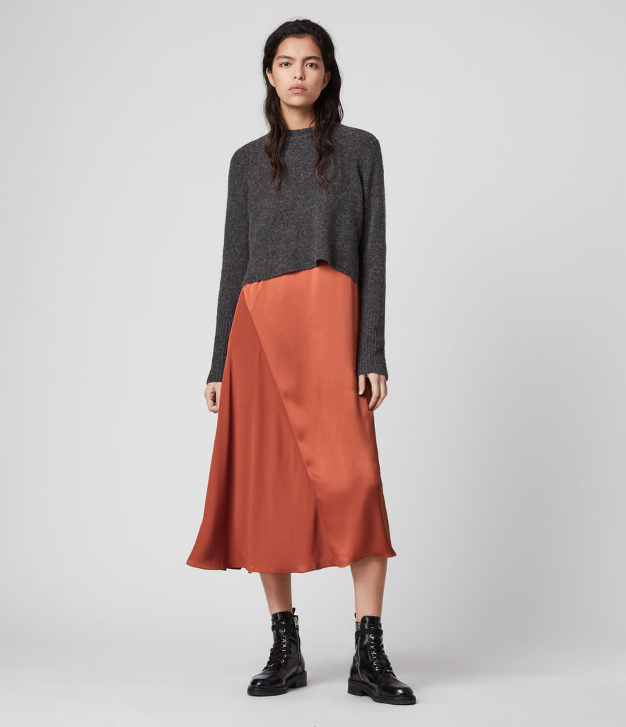 allsaints slip dress with sweater