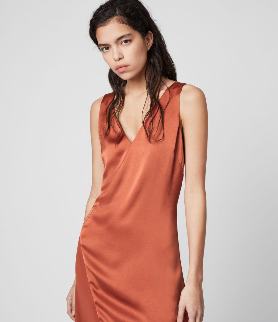 Allsaints Uk Womens Ageta 2 In 1 Dress Charcoal Cinnamon