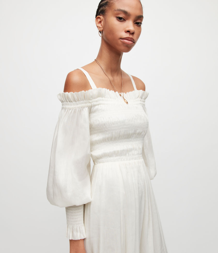 Womens Lary Silk Linen Blend Dress (chalk_white) - Image 2
