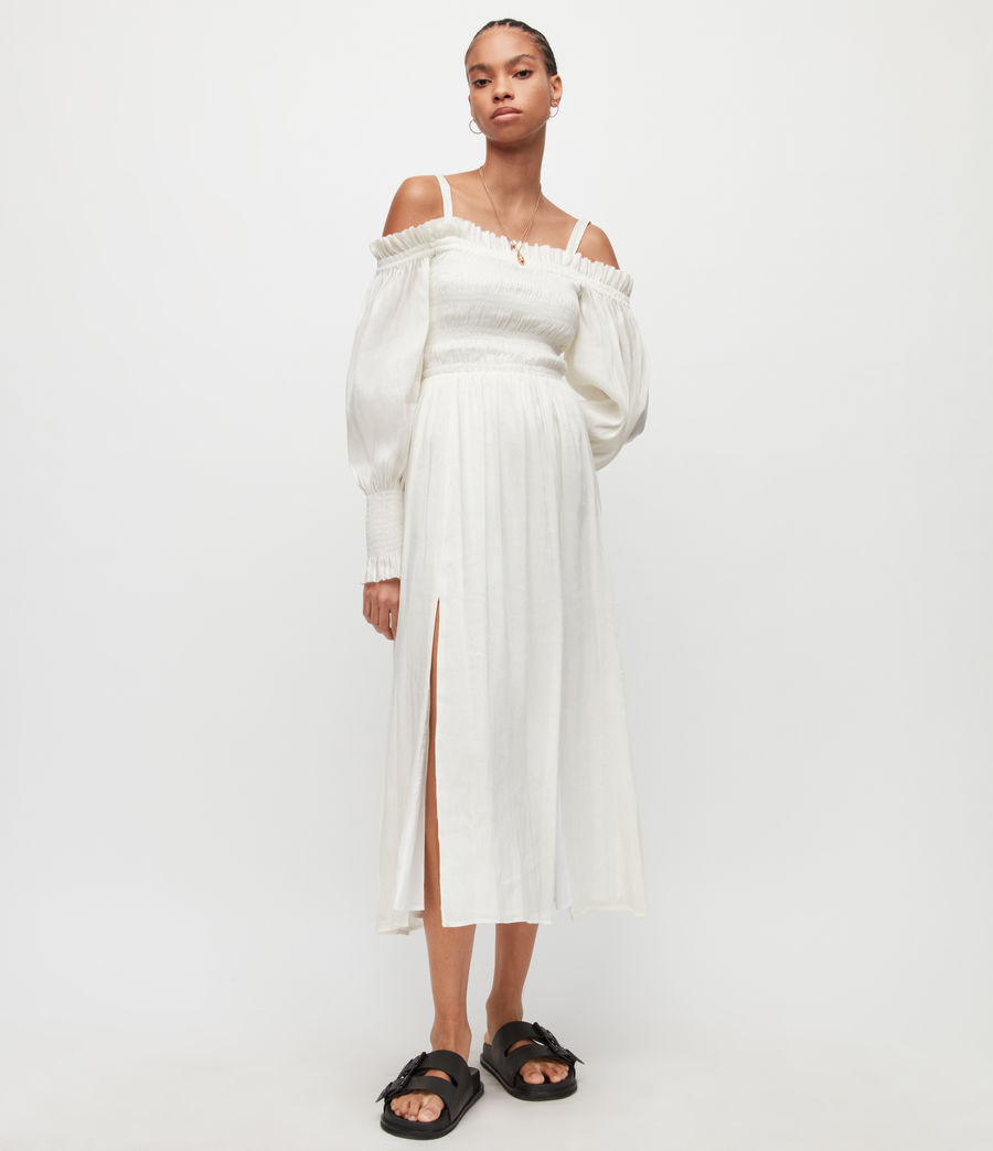 Womens Lary Silk Linen Blend Dress (chalk_white) - Image 3
