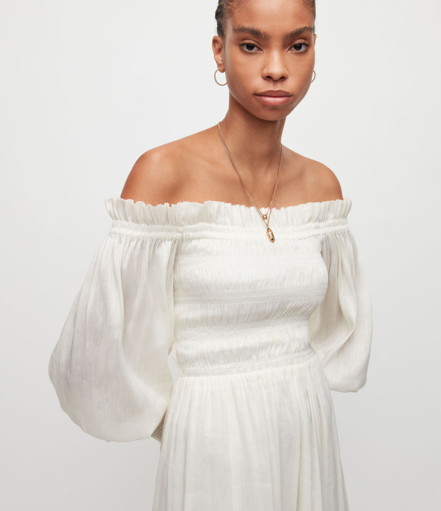 Womens Lary Silk Linen Blend Dress (chalk_white) - Image 4