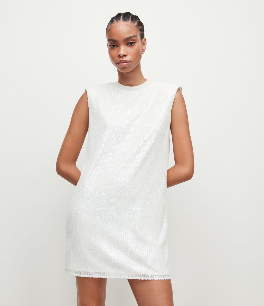 Womens Juela Sleeveless Sequin Mini Dress (opaque_white) - Image 4