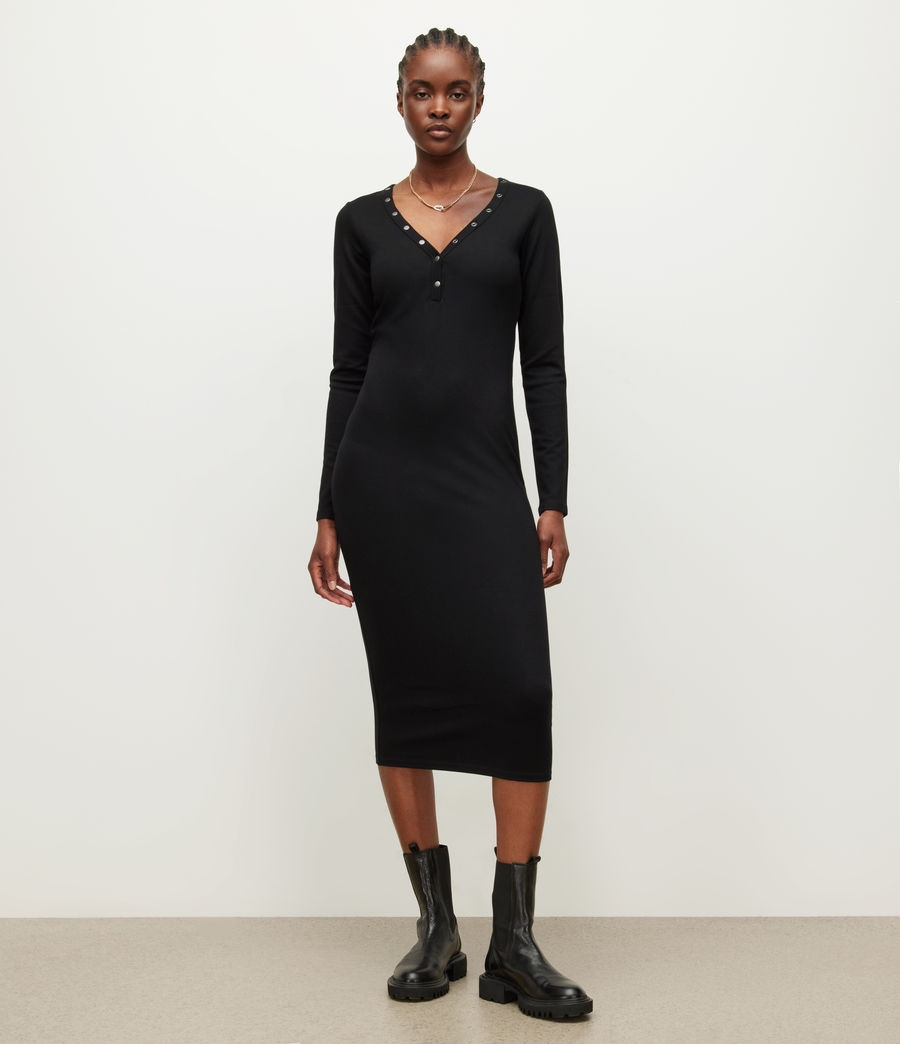 Womens Avi V-Neck Dress (black) - Image 3