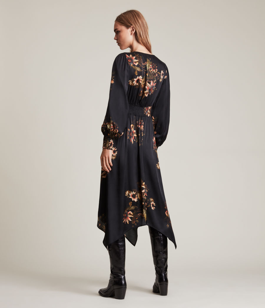 Women's Estelle Avifauna Silk Blend Dress (black) - Image 4