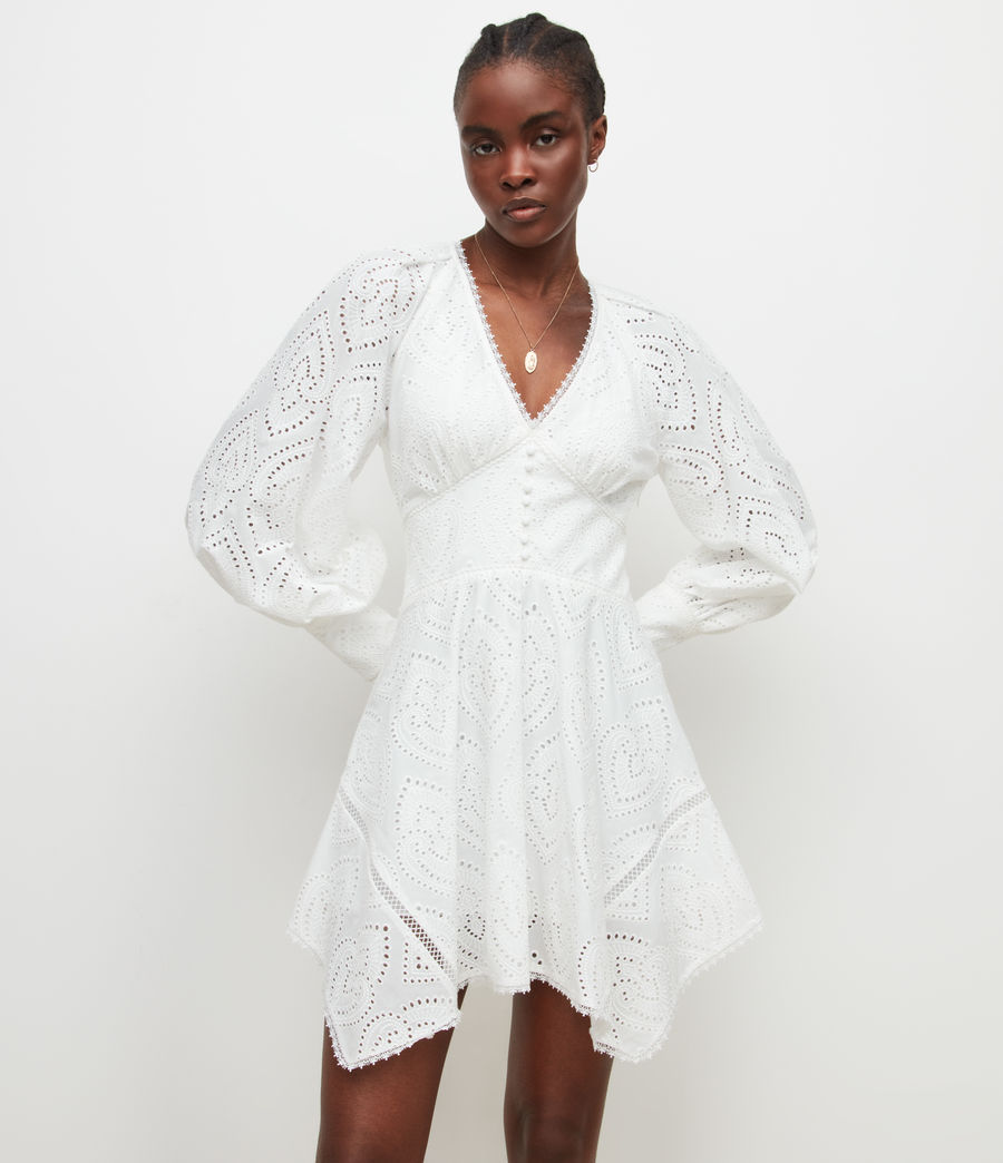 Womens Irina Broderie Mini Dress (chalk_white) - Image 4