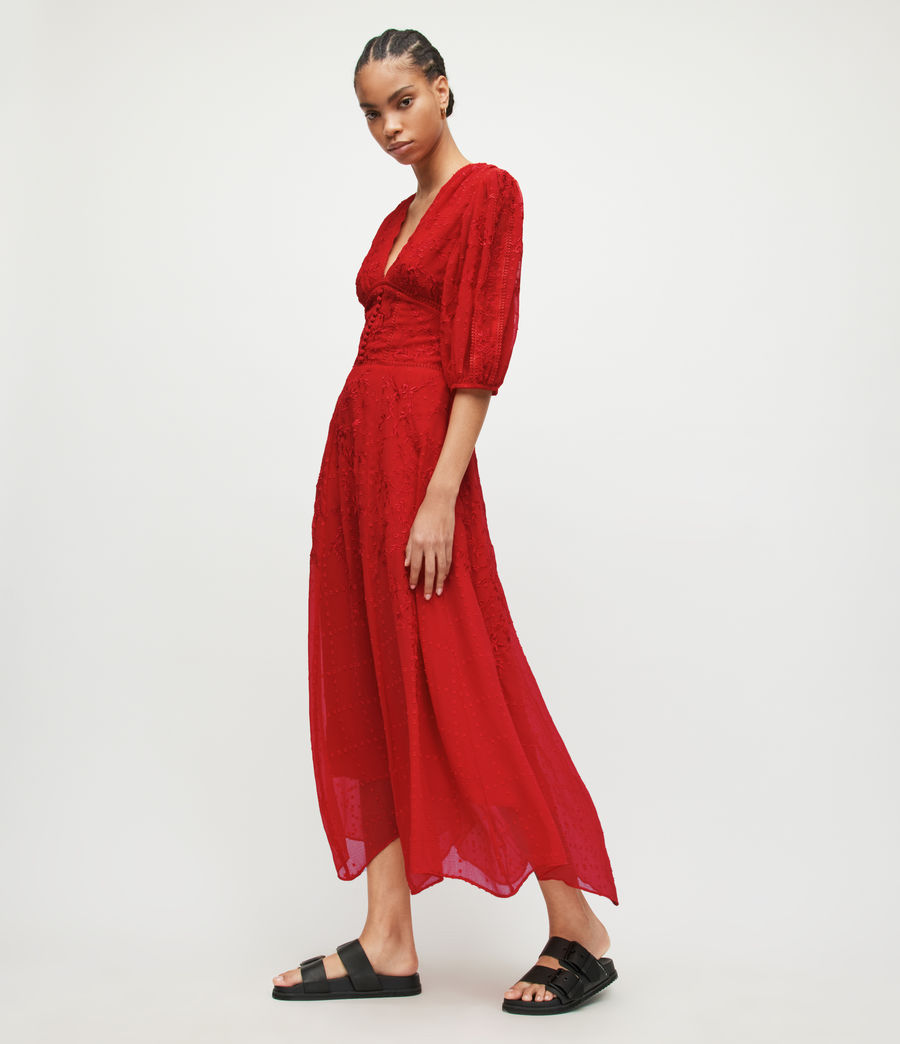 Womens Aspen Embroidered Dress (red) - Image 1