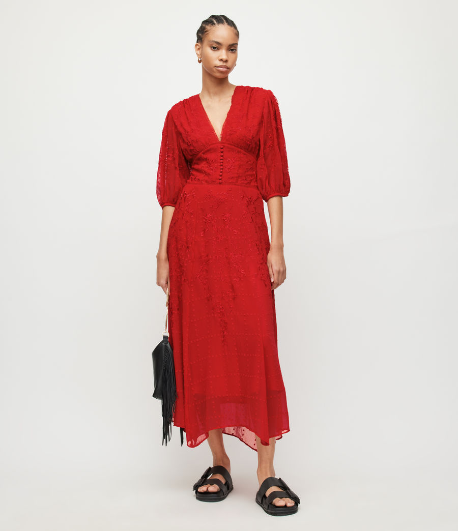Women's Aspen Embroidered Dress (red) - Image 4