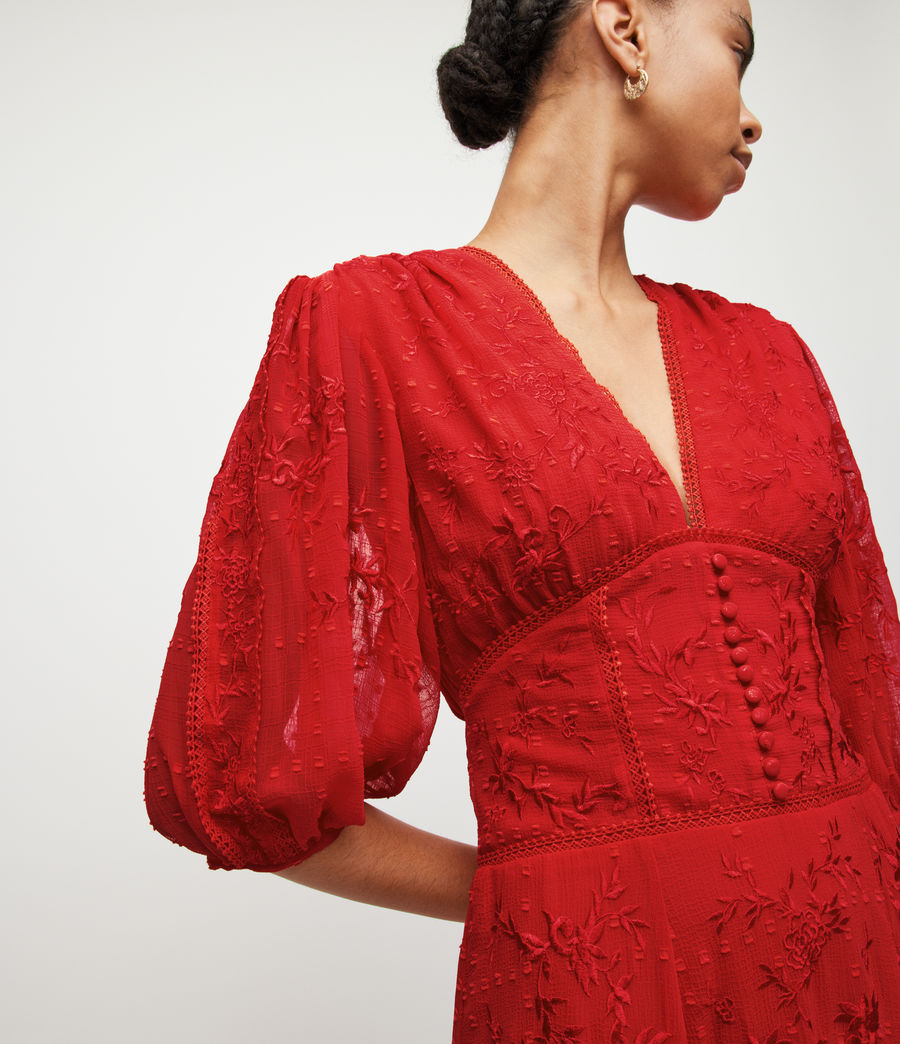 Women's Aspen Embroidered Dress (red) - Image 5