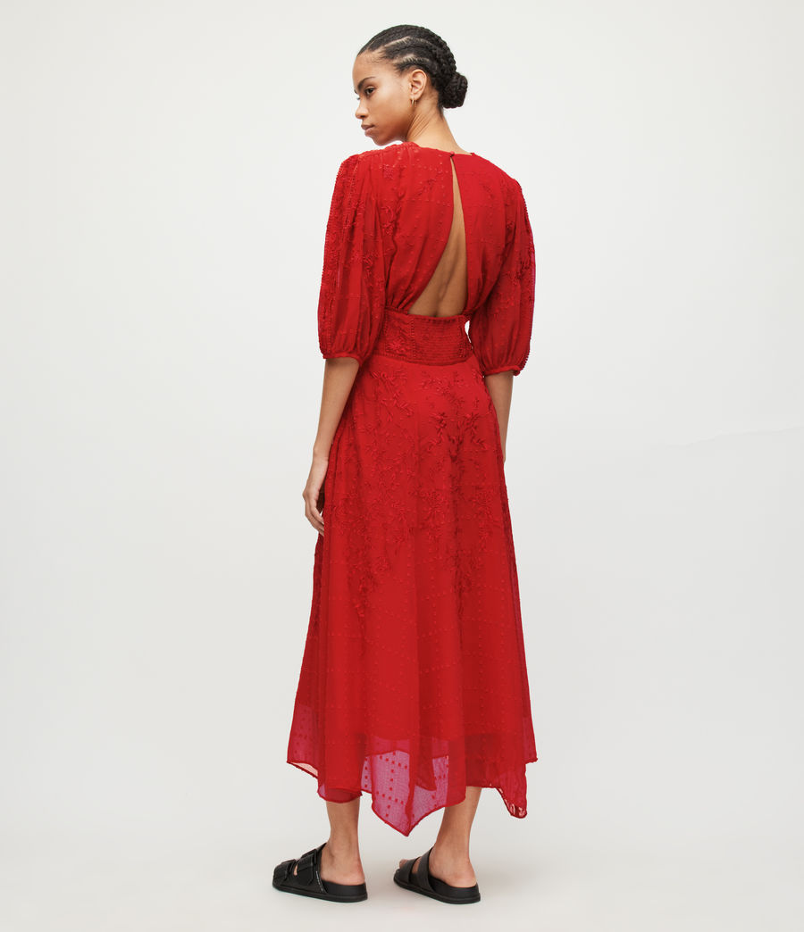 Women's Aspen Embroidered Dress (red) - Image 6