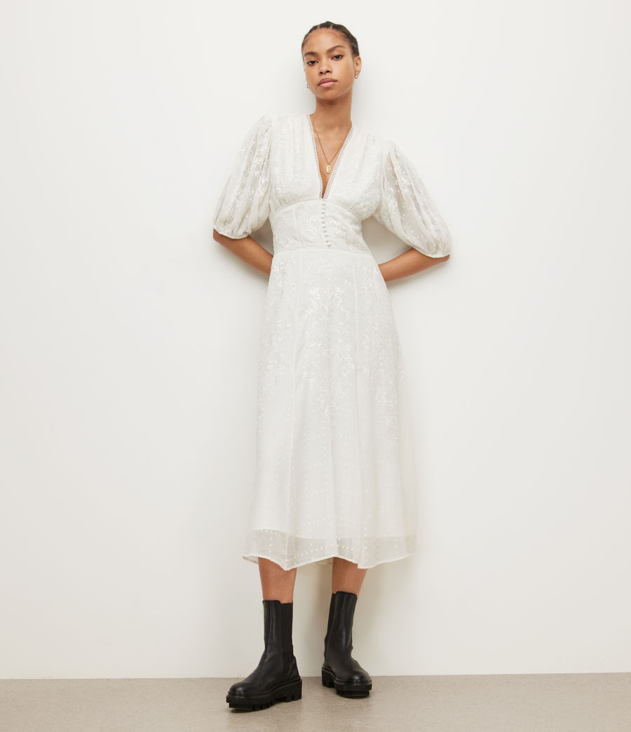 Women's Aspen Embroidered Dress (chalk_white) - Image 3