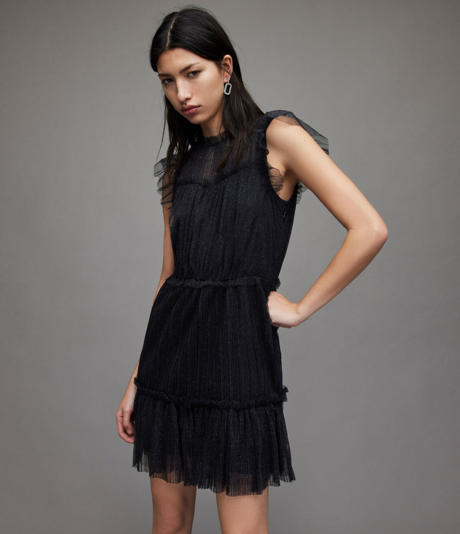 Women's Perri Tulle Mini Dress (metallic_black) - Image 1