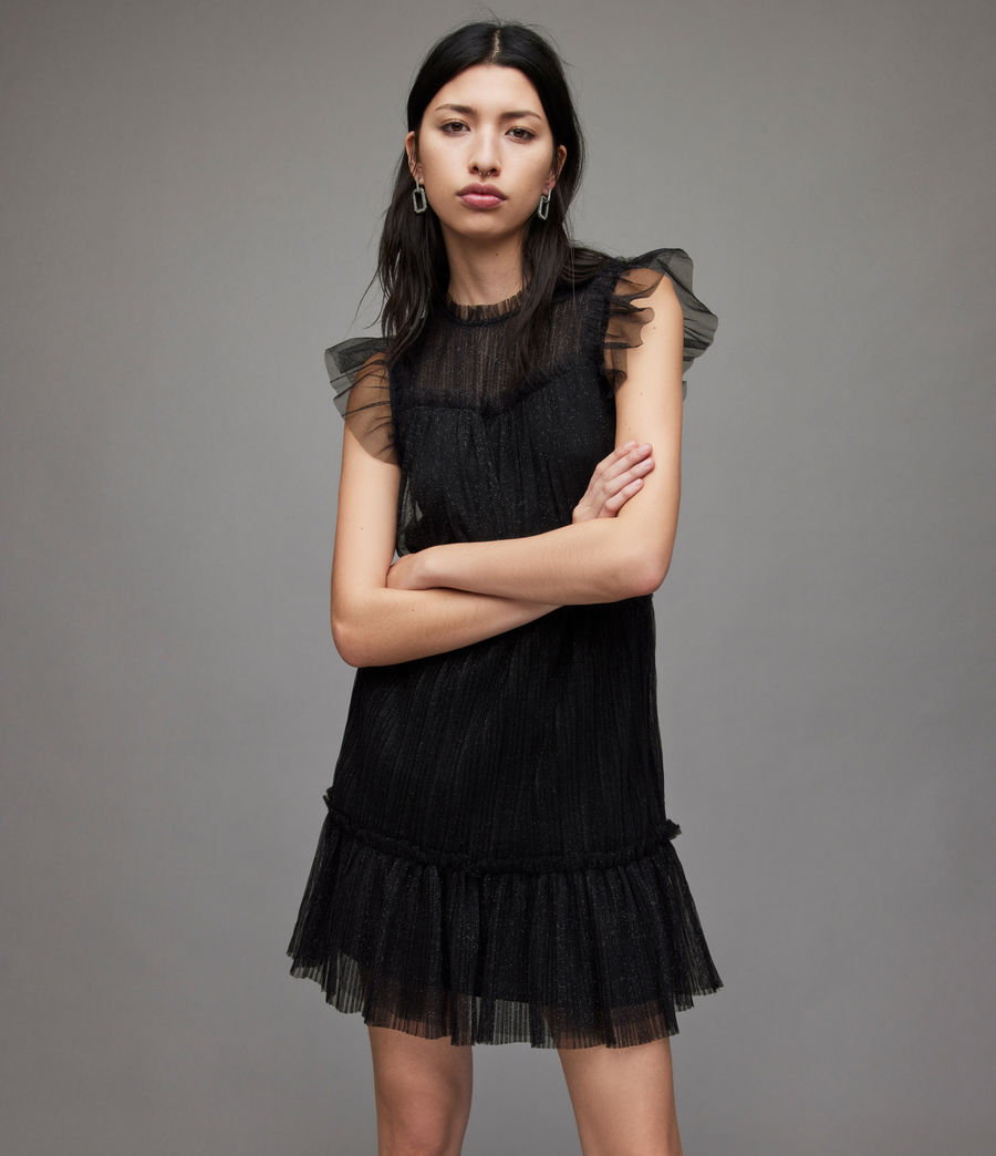 Women's Perri Tulle Mini Dress (metallic_black) - Image 5
