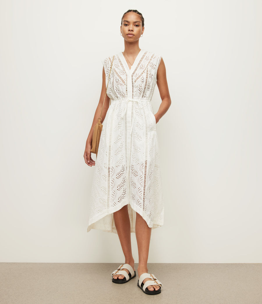 Women's Tate Broderie Silk Blend Dress (chalk_white) - Image 1