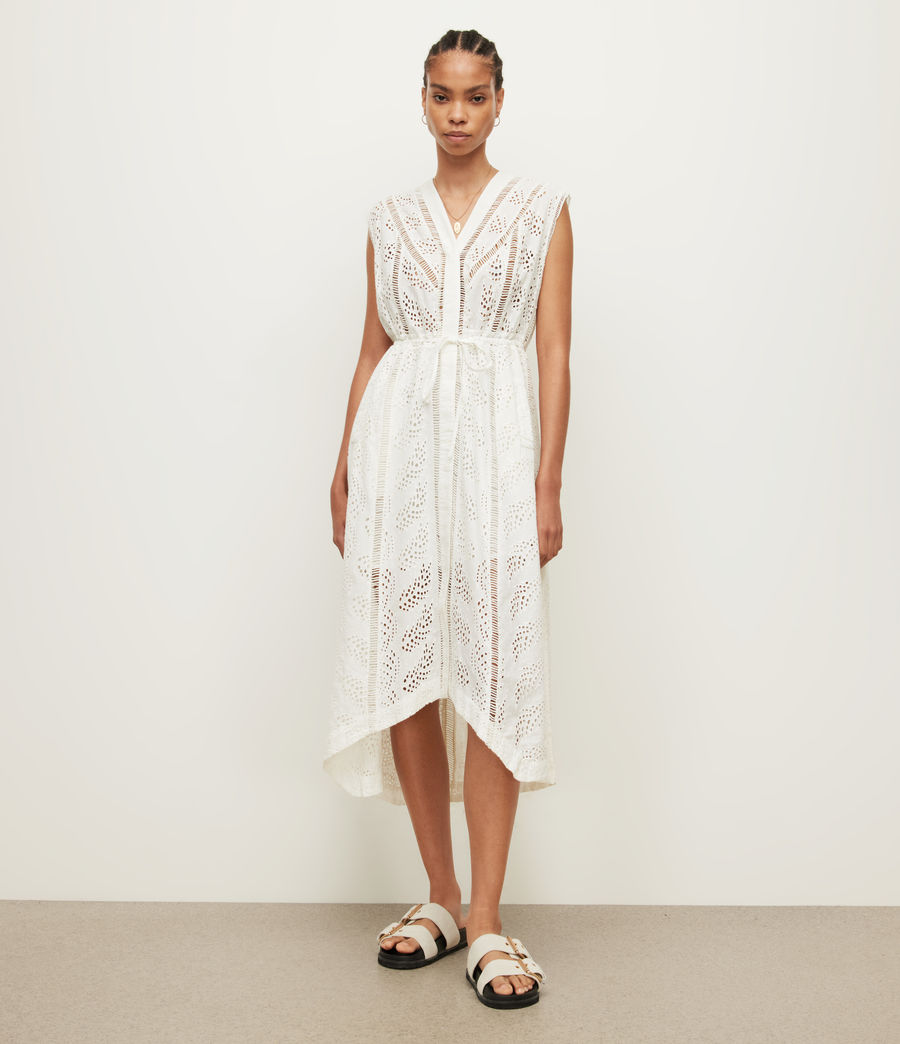 Women's Tate Broderie Silk Blend Dress (chalk_white) - Image 3