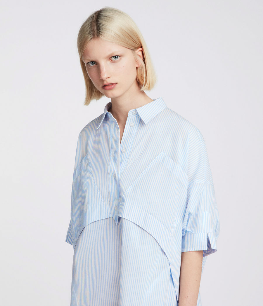 ALLSAINTS US: Womens Tara Shirt Dress (blue_chalk_white)