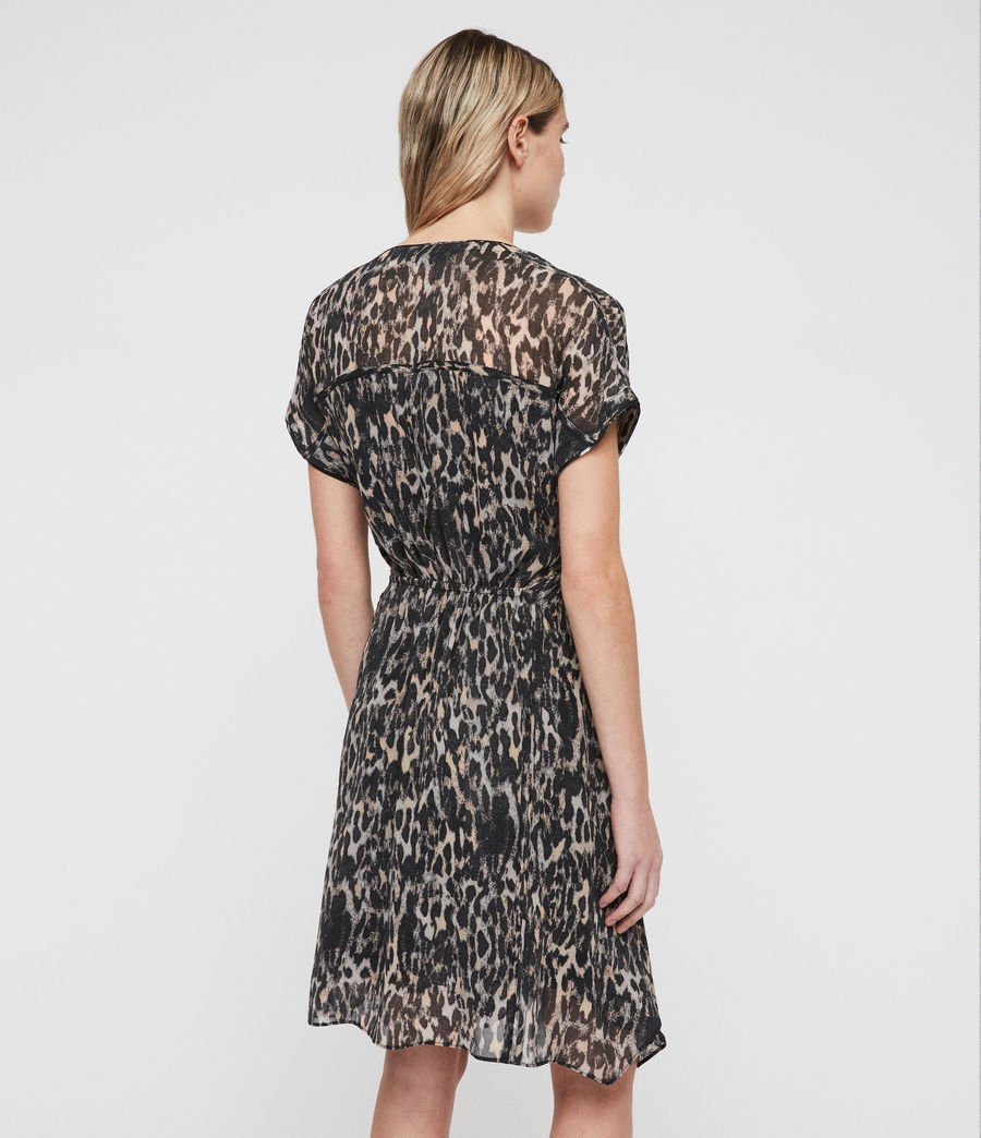 Allsaints Us Womens Claria Leopard Dress Grey